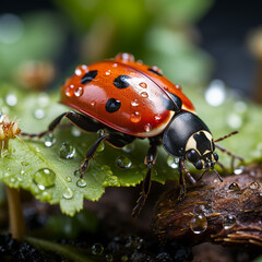 Obraz premium Ladybird on a leaf
