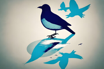 Fototapeta premium blue bird on a branch of tree