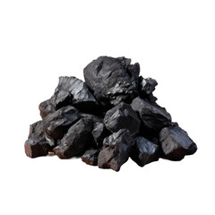 Black coal on a transparent background ancient fuel for heat energy
