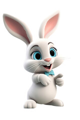 cute white cartoon character bunny rabbit on isolated background. Generative AI illustration