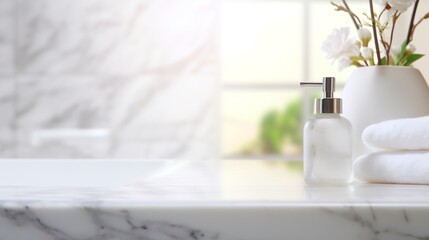 Marble counter table top in bath room background