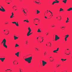 Set Beanie hat, Man, Woman shoe and Sweater on seamless pattern. Vector