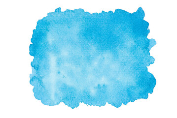 Abstract blue watercolor blot painted background. Isolated.