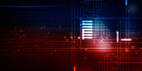 2d illustration Abstract futuristic electronic circuit technology background