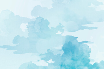 Blue abstract watercolor painted background, brush texture with copy space for design