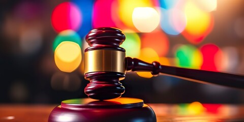 Legal law concept image gavel bokeh. law and authority lawyer concept, judgment gavel hammer in court courtroom for crime judgment legislation and judicial decision. - obrazy, fototapety, plakaty