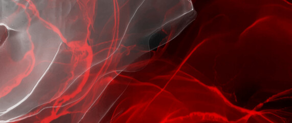 Red abstract vector background. Waves. Smoke. Romantic illustration for cover design, poster, cover, banner, flyer, cards. Red wine. Liquid.