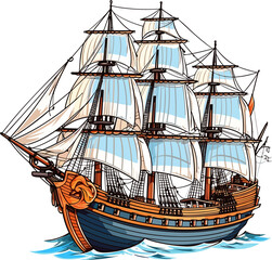 Merchant Ship illustration - obrazy, fototapety, plakaty