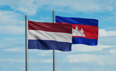 Cambodia and Netherlands flag