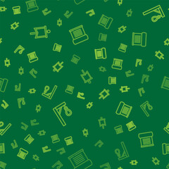 Set line Medieval flag, Gallows and Decree, parchment, scroll on seamless pattern. Vector