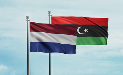 Libya and Netherlands flag