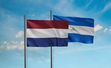 Nicaragua and Netherlands flag