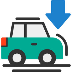 Car with down arrow Icon