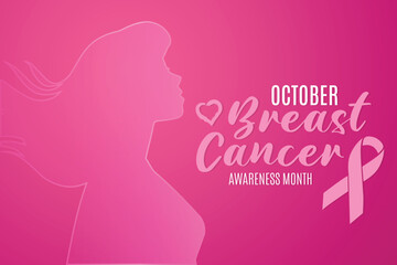 Obraz na płótnie Canvas Breast cancer awareness month vector illustration pink gradient ribbon illustration