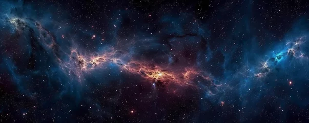 Deurstickers a photo of very dark starry night space taken from James Webb Space Telescope, night sky, dark black and dark blue tone, nebula,  © MSTSANTA