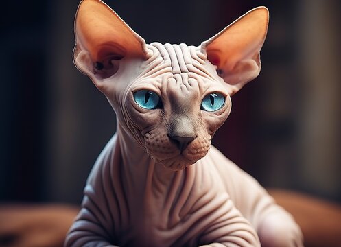 Beautiful photo Sphynx cat concept, contemporary natural and mood social background.