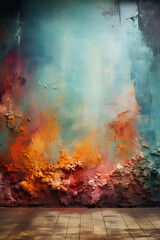 Obraz na płótnie Canvas Fantasy colors Studio Backdrop Grunge Background. AI generative