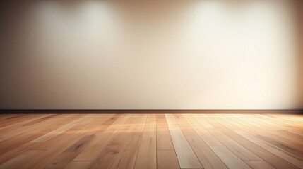 Empty Room with Wooden Floor and Window Glare on Wall. Generative ai
