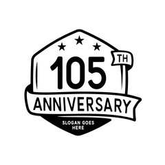 105 years anniversary celebration hexagon design template. 105th anniversary logo. Vector and illustration.
