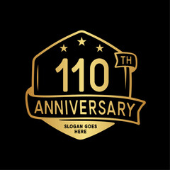 110 years anniversary celebration hexagon design template. 110th anniversary logo. Vector and illustration.
