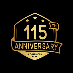 115 years anniversary celebration hexagon design template. 115th anniversary logo. Vector and illustration.
