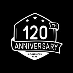 120 years anniversary celebration hexagon design template. 120th anniversary logo. Vector and illustration.
