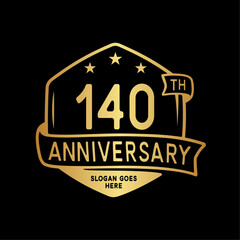 140 years anniversary celebration hexagon design template. 140th anniversary logo. Vector and illustration.
