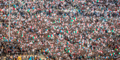 Obraz premium Sport fans at the stadium - Generative AI