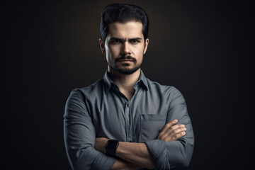 Fototapeta premium A confident man striking a pose with his arms crossed Generative Ai