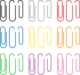 Colorful Paperclip Stationary Clipart