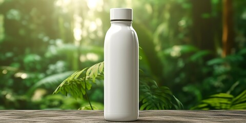 White Blank bottle Mockup with natural theme background. AI Generative - obrazy, fototapety, plakaty