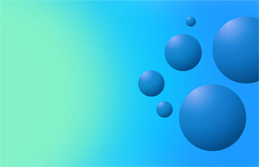 Abstract blue background with bubbles. Abstract 3d rendering of blue spheres on a blue gradient background. 3D balls on a blue gradient background.