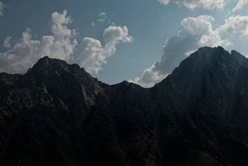 Views of Mountains and Cloudy Blue Skies in Kananaskis Country Alberta on a Summer Day