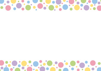 水玉フレーム 　カラフル　パステル　シンプル