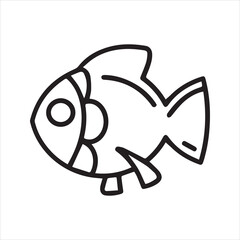 Fish icon. Vector and line