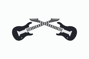 Obraz na płótnie Canvas Vector illustration of a melodic guitar silhouette.