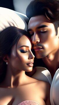 Retrato de um casal apaixonado.  renderiza&ccedil;&atilde;o 3D, ilustra&ccedil;&atilde;o 3D.
