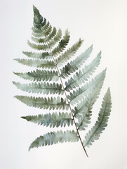 Ai Generated Art A Watercolor Painting of a Fern Leaf Isolated on White Background in Bright Pastel Sage Green Colors
