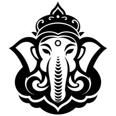 Indian god ganesh tattoo style vector illustration, ganesha logo - obrazy, fototapety, plakaty
