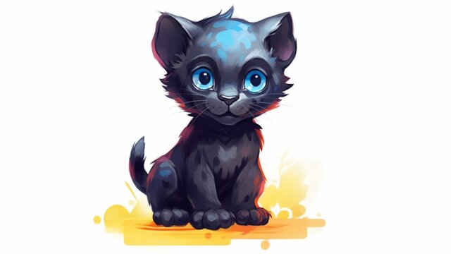 a sketch of a painted cute little black panther in the.Generative AI