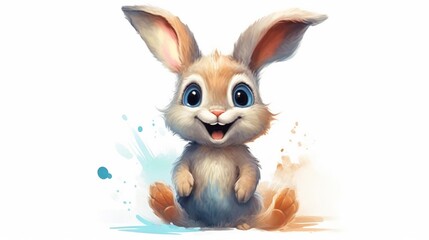 a sketch of a painted cute little rabbit in the style.Generative AI