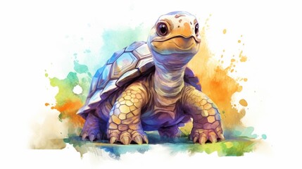 a sketch of a painted cute little tortoise in the style.Generative AI