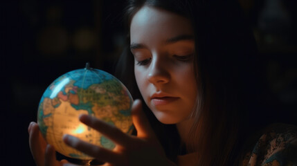 person holding globe