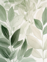Ai Generated Art A Watercolor Painting of an Abstract  Eucalyptus Branches and Leaves on White Background in Bright Pastel and Dark Sage Green Colors