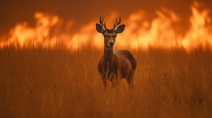 deer in the fire forest