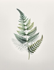 Ai Generated Art A Watercolor Painting of an Abstract  Fern on White Background in Bright Pastel and Dark Sage Green Colors