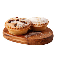 Mince pie on wooden board transparent background
