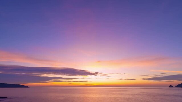 Beautiful 4K Time lapse of Majestic sunrise or sunset sky landscape,Amazing light of nature cloudscape sky and Clouds moving away rolling,Colorful sunrise cloud timelapse,Travel and nature background