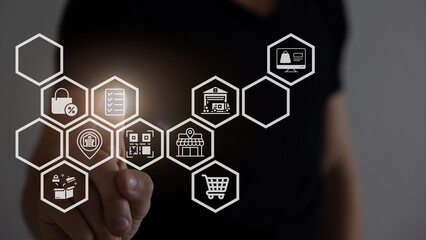 Reduce CO2 emission concept with icons, global warming.