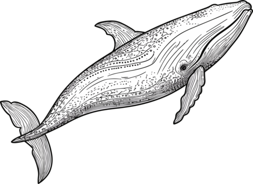 Whale line art illustration